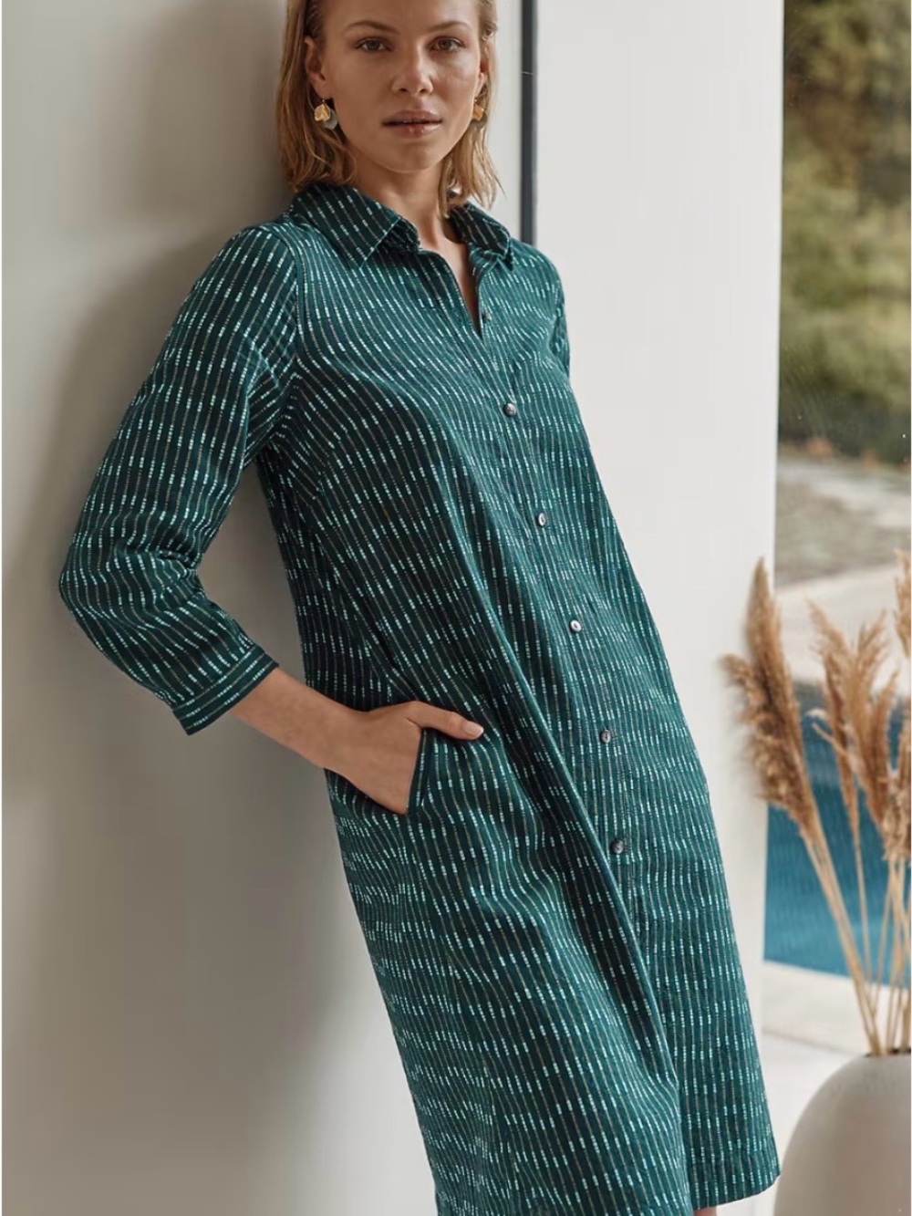 Pure Jill Dobby-Textured Shirtdress